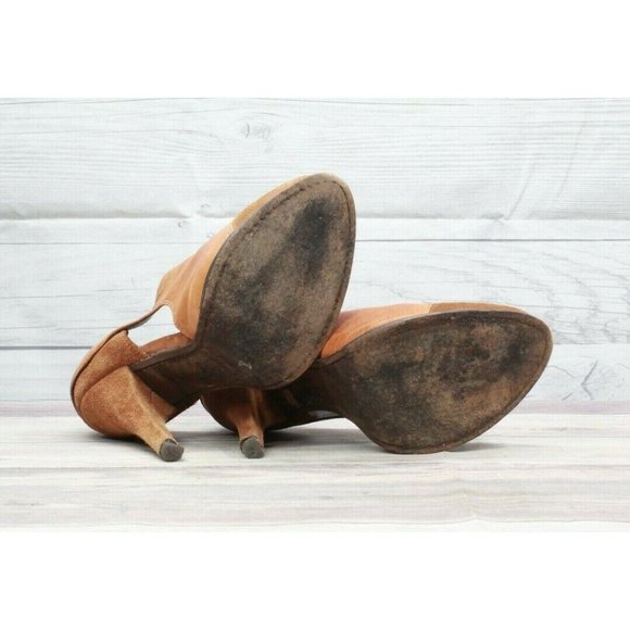 Elizabeth & James E-Casi Leather Suede Lace Up Cut Out Heeled Booties 9.5 B - Picture 8 of 8